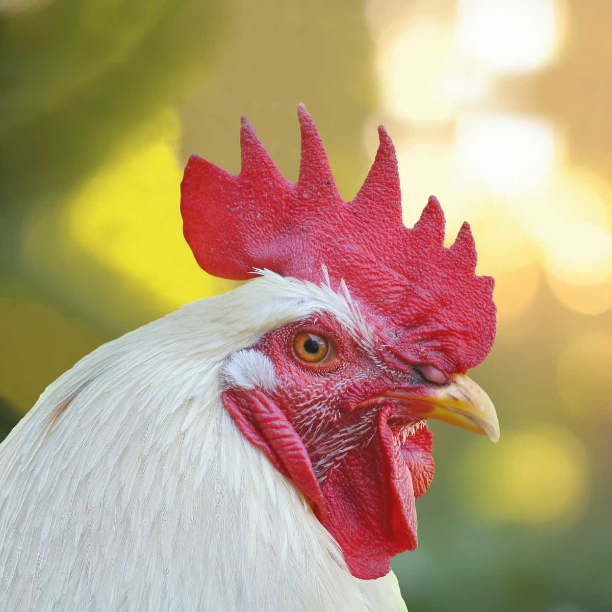 Portrait of a rooster on nature background. Close-up.